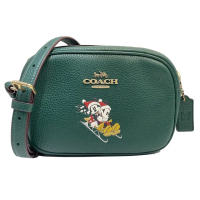 【COACH】X迪士尼聯名款米奇米妮斜背小相機包(復古綠)