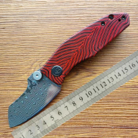 Kubey knife ku337 Monsterdog Damascus steel Folding knife red black G10 handle EDC knife