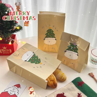 10Pcs/Lot 27x18x10cm Christmas Gift Packaging Bags Cute Christamas Paper Gift Bags Thicken Party Cookies Candy Bags