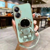Electroplated Astronaut Shockproof Soft TPU Kickstand Case for Realme 10 Realme10 4G 5G Pro Plus