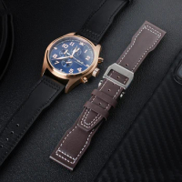 Genuine Leather Watchband For IWC Universal Spitfire Pilot Little Prince Watch Bracelet Male Mark 18 Strap Brown Black 20mm 21mm
