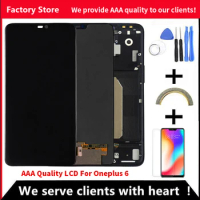 Original Super Amoled For Oneplus 6 Lcd With Frame Display Screen For Oneplus 6 Amoled With Frame Screen 6.28" Support 10-TOUCH