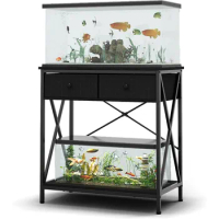 Aquarium Stand 20-29 Gallon, Metal 29 Gallon Fish Tank Stands with Accessories Storage, Turtle/Reptile Terrariums Table