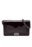 Chanel 二手香奈兒中型漆皮Boy Reverso翻蓋包