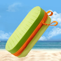 Swim Goggle Case Silicone Goggle Case with Clip &amp; Drain Holes Goggles Protective Case Portable Breathable Swimming Accessories