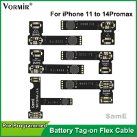 SamE Pre-programmed Battery Tag-on Flex Cable For iPhone 11 12 13 14 Pro Max 100% Health 0 Cycle Battery Data Repair Tool