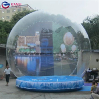 Christmas Outdoor Decoration Human Snow Globe Xmas Inflatable Snow Globe With Customized Backdrop