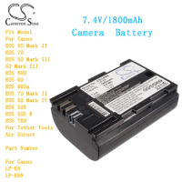 Cameron Sino1800mAh Camera Battery for Canon EOS 5D Mark II 7D 5D Mark III 60D EOS 6D EOS 60Da LP-E6 LP-E6N