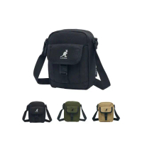 【KANGOL】袋鼠 口袋 小側包 64551704(側背包 工裝風)#黑-黑