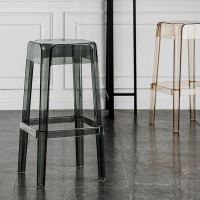 開發票 免運速發 吧台椅 北歐網紅透明方凳時尚創意塑料椅水晶高腳吧椅簡約現代亞克力凳子