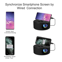 YT200 Mini LED Projector, Portable Small Home Theater Multifunction LCD Screen Built-in Speaker Birt