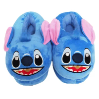 MINISO Lilo Stitch Cosplay Slippers Adult Unisex Costume Winter Plush Cotton Family Shoes Xmas Gift
