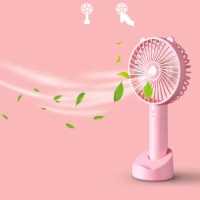 50pcs Mini Handheld Fan Portable Usb Rechargeable Battery Cooling Desktop with Base phone bracket 3 Modes for Travel Outdoor