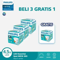 Paket Lampu Philips Beli 3 Dapat 4 Pcs ESS LED MR16 4.5-50W 36D 830 100-240V