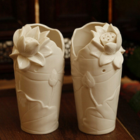 家居室內裝飾花瓶插花器寶瓶佛堂供佛觀音常花陶瓷白瓷荷花瓶單支