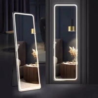 Floor Mirror with Light Smart Led Dressing Mirror Wall Hanging Household Frameless Bedroom Sticker -Mirror Full-Length Mirror