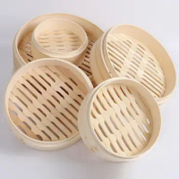 Bamboo Steamer Basket with Lid Dumpling Steamer Basket Chinese Steamer Basket Bamboo Steamer for Cooking Bao Buns Steam Basket