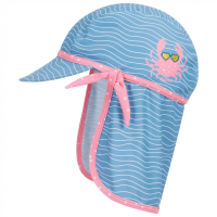 【Playshoes】嬰兒童抗UV防曬水陸兩用遮頸帽-螃蟹(護頸遮脖遮陽帽泳帽)