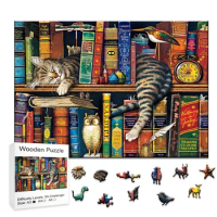 Animal Wooden Puzzle Adult Puzzle Books and Cat Intelligence Exercise Games Children's Education Toys Adult Parent Child Games