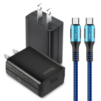 【TOPCOM】20W Type-C PD3.0+QC3.0 快速充電器TC-S300C+勇固 Type-C to Type-C 100W耐彎折快充線-2米
