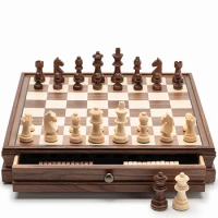 Big Size Extra Queen Chess Set Luxury Weighted Antique Wooden Pull Type Chess Set Pieces High Quality Gry Planszowe Board Game