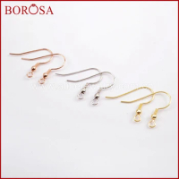 BOROSA 20Pairs Wholesale Gold/Rose Gold Color 92.5% Pure Silver Color Metal Fish Hooks Earring Findings Jewelry PJ154 PJ155