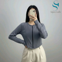 Safara Galla - [Premium] Sweater wanita coluna Zipper crop bahan knit korean style/ Blouse knitwear 