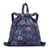 Foldable Women Backpack Drawstring Shopping Bag Portable Waterproof Anti-theft Large Capacity Ultralight Outdoor Sport Yoga Bag