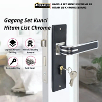 Kunci Pintu Rumah Hitam Black List Chrome Tipe Morris Premium Handle Komplit Ukuran Tanggung Besar