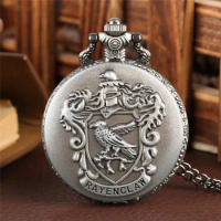 Steampunk Engraved Bird Pattern Magic Acaedmy Unisex Quartz Analog Pocket Watch Roman Number Necklace Chain Reloj De Bolsillo