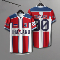 Kemeja-T Sukan Lelaki, Leher V, Jersi Bola Sepak Pasukan Thai, Cepat Kering, Bernafas, Saiz Besar, L