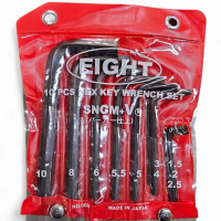 EIGHT No. 003-6 ประแจหกเหลี่ยม สั้น สีดำ แบบแผง 1.5-10MM EI-0103001 สินค้ามาใหม่ประจำเดือนนี้