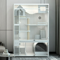 貓別墅貓籠木質傢用白色透明超大自由空間寵物店貓展示櫃實木定製