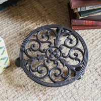 beautiful antique retro cast iron flower pot tray