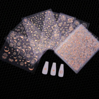 6pcs 3D Laser Nail Sticker Star Moon Decal Aurora Gold Silver Nail Sticker Nail Art DIY Nail Decoration Ornament for Nail
