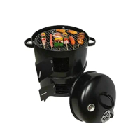 BBQ Grill Round Charcoal Stove Outdoor Bacon Portable 3 in 1 Barbecue Grills Double Deck Smoker Oven Camping Picnic Cooking Tool