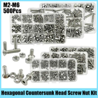 304 Stainless Steel Hexagon Hex Socket Countersunk Screw Flat Head Screw Allen Bolts DIN7991 M2 M2.5 M3 M4 M5 M6 Furniture Screw