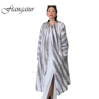Ftangaiur Winter Coat For Women Import Cross Velvet Mink Fur Coat Natural Women's O-Neck X-Long Simplicity Real Mink Fur Coats