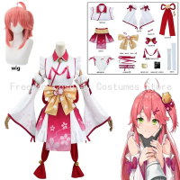 Sakura Miko Cosplay Wig Set VTuber Hololive Cosplay Costume Halloween Christmas Party Sexy Maid Dres
