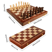Wooden Chess Board Set 15 Inch International Chess Game Foldable Chess Board with Crafted Chess Pieces for Kids Adults