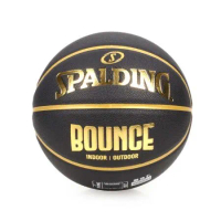SPALDING BOUNCE 籃球-PU-7號球 附網袋 附球針 斯伯丁 黑金
