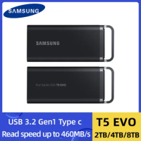 SAMSUNG PSSD T5 EVO USB 3.2 Gen 2 Portable Solid State Drive 1TB 2TB 4TB Mobile Hard Disk Storage Drive Type C For PC