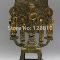 8 Tibet Tibetan Buddhism Bronze Stand Shakyamuni Amitabha Buddha Statue