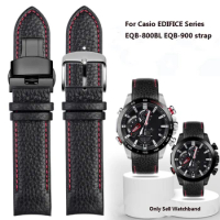 Arc Genuine Leather Watch Band for Casio EDIFICE EQB-800BL/500/501 EQB-900 Series Strap Men Waterproof Bracelet 22mm