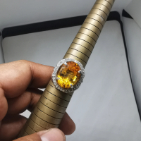 Natural golden citrine ring perak mewah