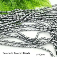 Terahertz Faceted Rice Beads Natural Stone Pendants Necklace Bracelet Healthy Energy Powerful Stone Couple Fashion Jewelry