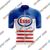 Retro Esso Cycling Jersey Summer Pro Team Breathable Clothes Mens Road Bike Shirts Bicycle Tops MTB Maillot Ropa Ciclismo