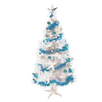 【摩達客】耶誕-6尺/6呎-180cm-特仕幸福型裝飾白色聖誕樹-冰雪銀藍系-全套飾品配件(不含燈/本島免運費)