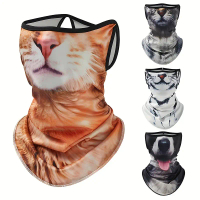 3D Animal Cat Design Summer Full Face Neck Gaiter - Breathable Quick-Dry Liner for Cycling, Skiing,