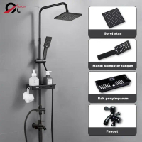 shower kamar mandi 4 dalam 1 set dengan sprayer faucet sprayer / black gold kamar mandi shower set /